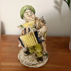 Vintage Porcelain Man with dog playing accordion Collectible Figurine